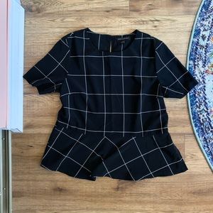 Windowpane peplum blouse
